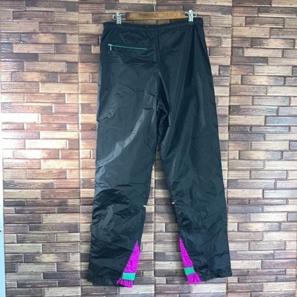 Vintage InSport Womens GoreTex Small Windbreaker Pants 80’s Black Pink & Green - Picture 2 of 16
